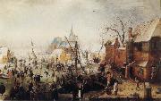 Hendrick Avercamp Winter Scene at Yselmuiden oil